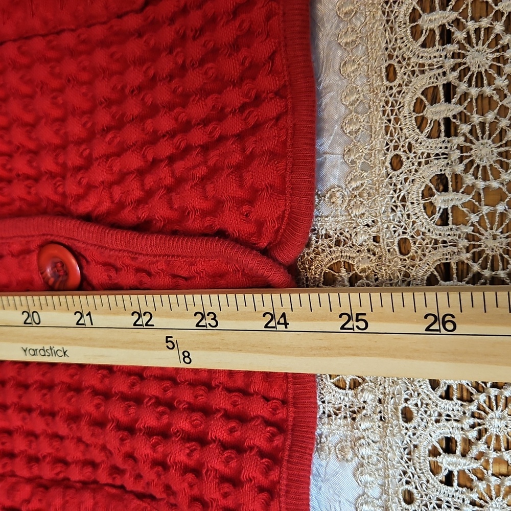 Vintage Cindy Bai Thick Waffle Knit Button- Up Cardigan With Front Pockets - Picture 7 of 11